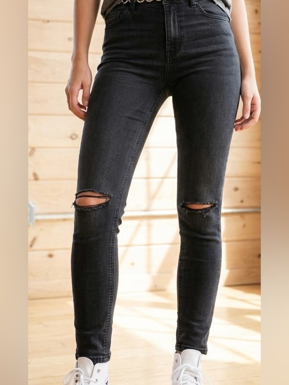 Topshop Moto Joni High Waisted Distressed Skinny Jeans Size 26